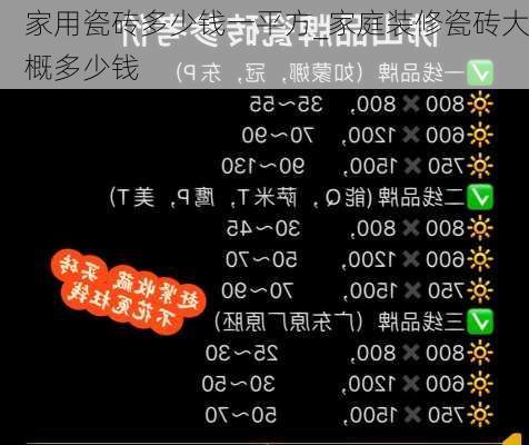 家用瓷磚多少錢一平方_家庭裝修瓷磚大概多少錢