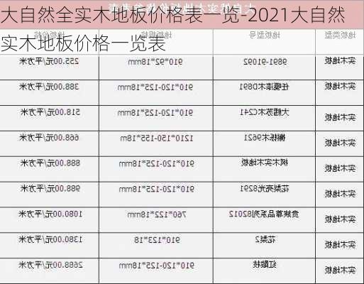 大自然全實(shí)木地板價(jià)格表一覽-2021大自然實(shí)木地板價(jià)格一覽表