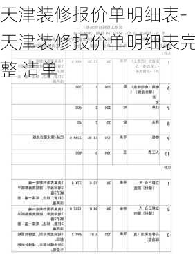 天津裝修報價單明細表-天津裝修報價單明細表完整 清單