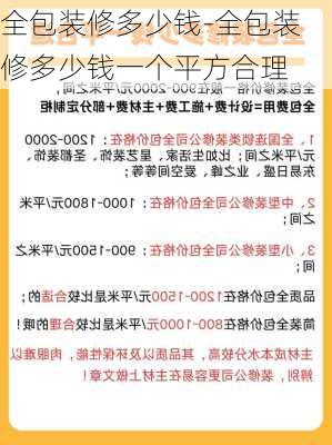 全包裝修多少錢-全包裝修多少錢一個平方合理